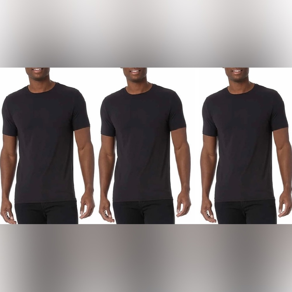 32 Degrees Pack of 3 Cool Men's Short Sleeve Crew Neck T-Shirts Tees Black M